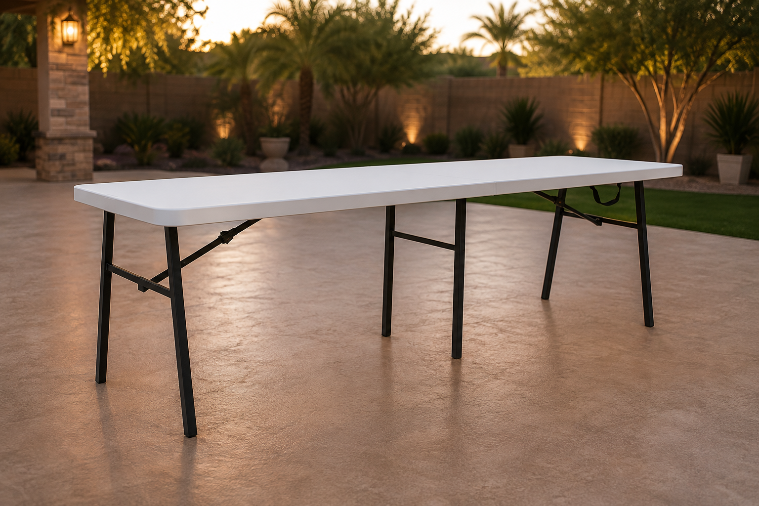 Eight foot banquet table at an event